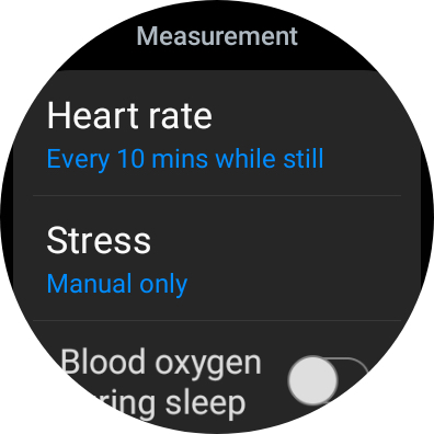 Menú de configuración de salud de Samsung Galaxy Watch 4