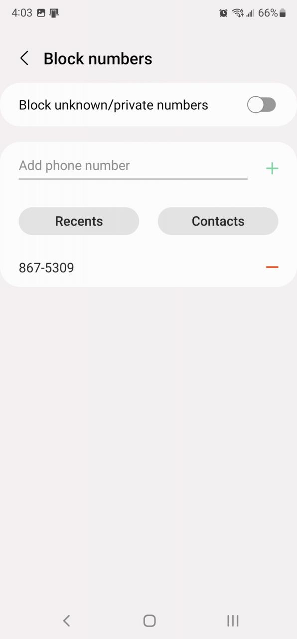 Desbloquear número usando la aplicación Samsung Phone 1