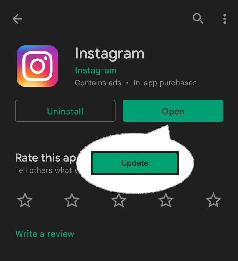 botón actualizar instagram