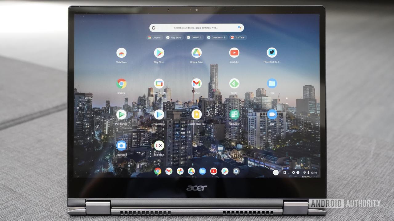 La pantalla Acer Chromebook Spin 713 que muestra aplicaciones.