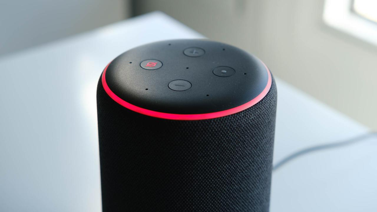 Un anillo de color rojo en un Amazon Echo 2019