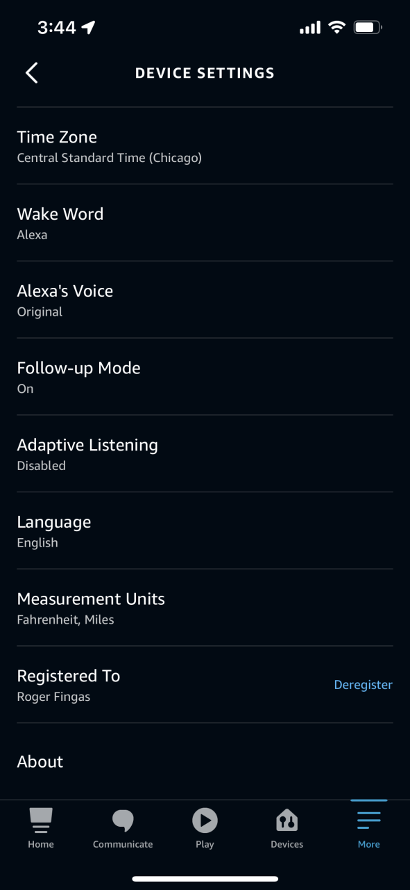 Configuración de dispositivos individuales en la aplicación Amazon Alexa