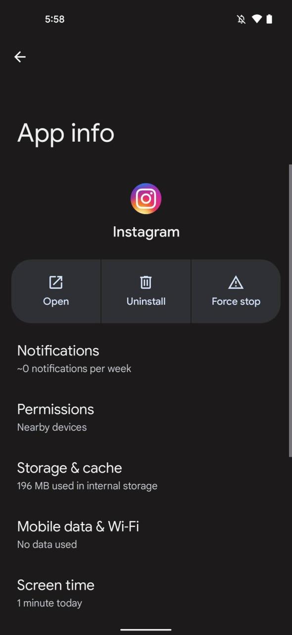 Permisos de la aplicación de Instagram 3