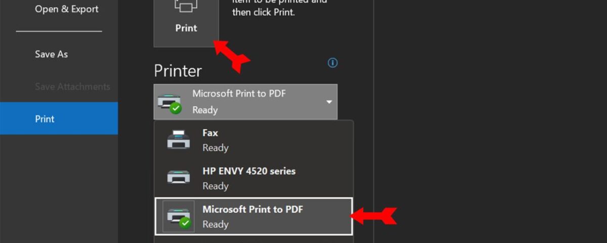 Outlook Correo electrónico a PDF Microsoft Imprimir a PDF