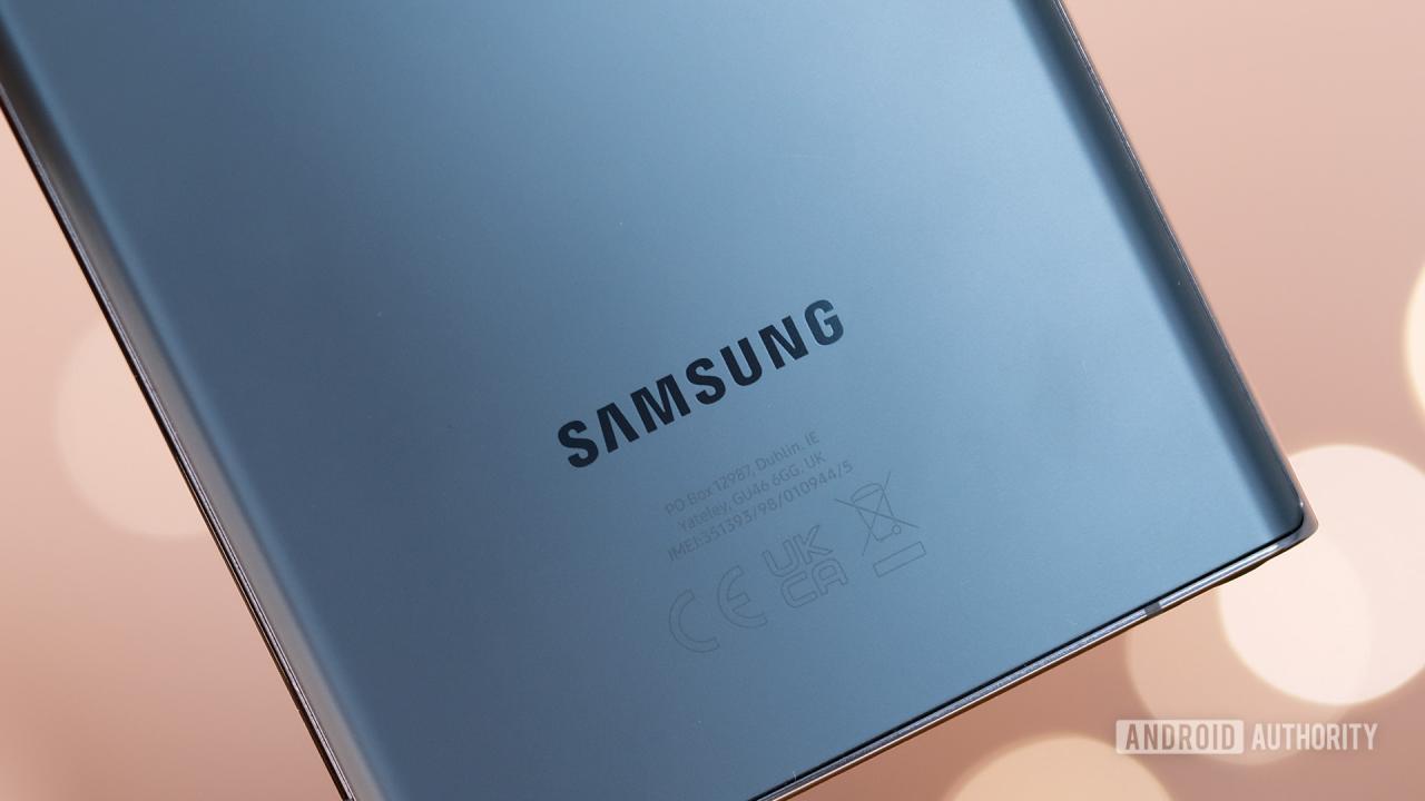 Macro del logotipo de Samsung Galaxy