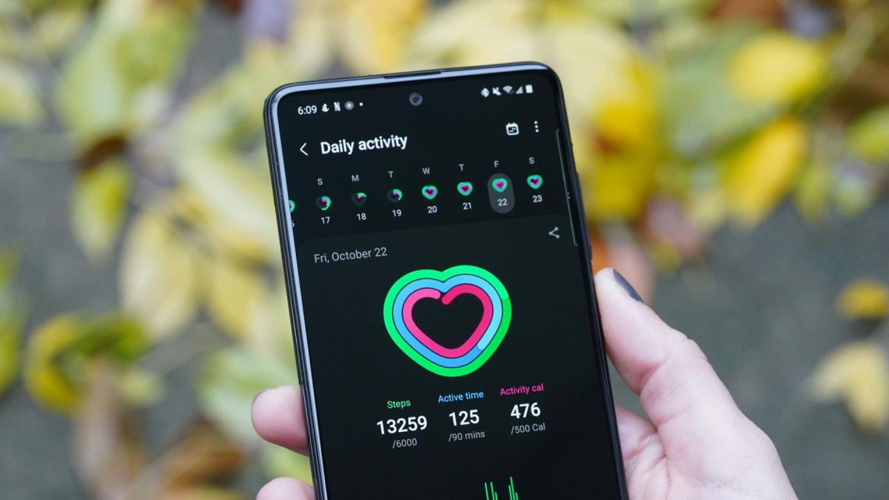 Un usuario revisa su actividad diaria en la aplicación Samsung Health.