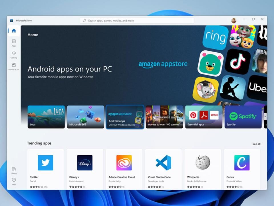 windows 11 tienda de aplicaciones amazon android