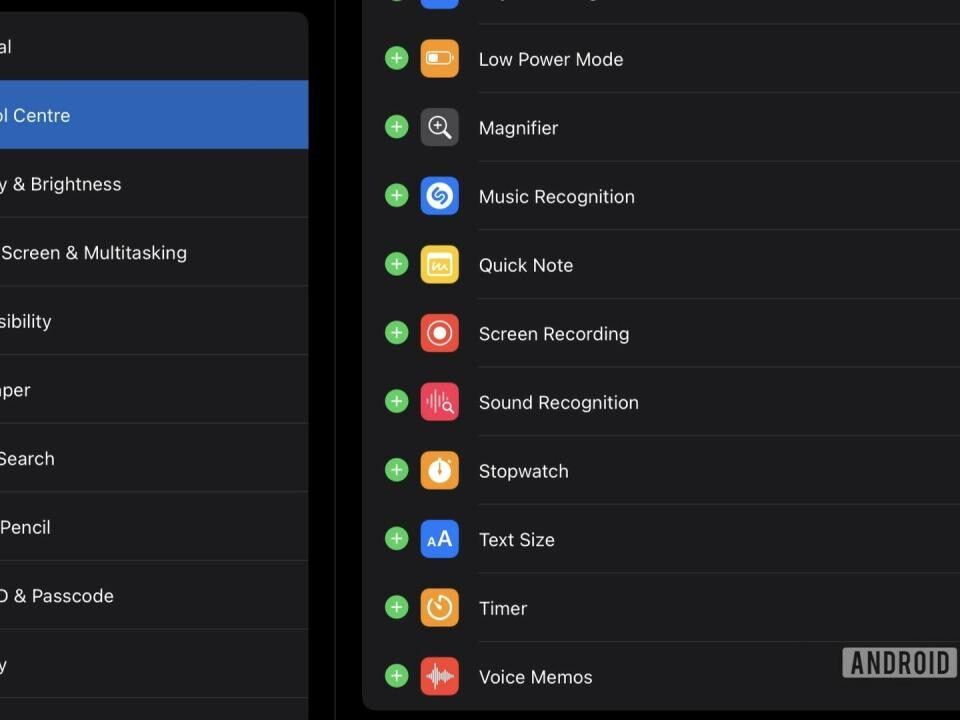 Configuración de iOS del centro de control de grabación de pantalla