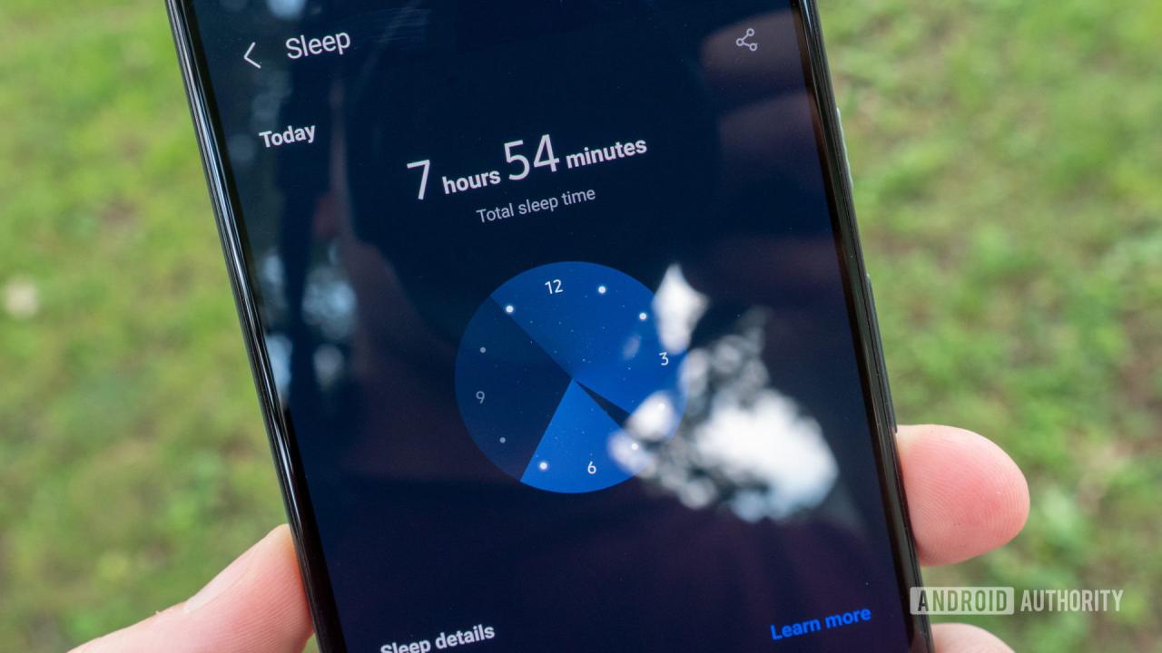 La aplicación Samsung Health que muestra el seguimiento del sueño del Samsung Galaxy Watch 4.